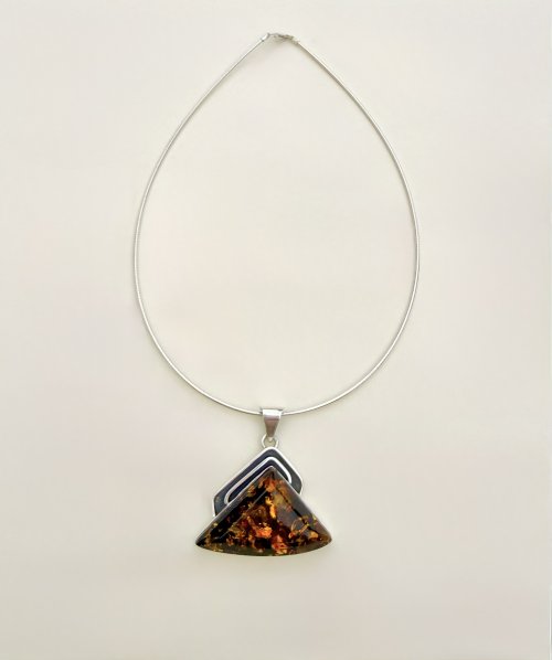Large Sterling Silver Amber Statement Pendant. NEW IN STOCK.