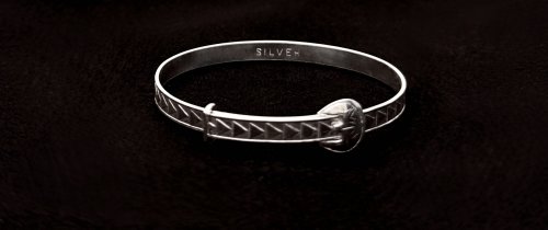 Vintage Sterling Silver Christening Baby Bangle with Chevron Design &amp; Buckle Expander. NEW IN STOCK.