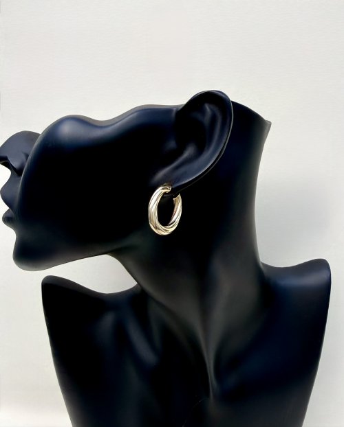 9ct Yellow Gold Oval Hoop Earrings with Textured Finish. NEW IN STOCK.