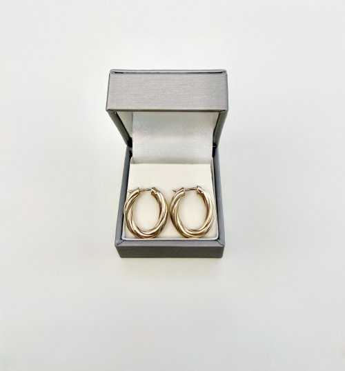 9ct Yellow Gold Oval Hoop Earrings with Textured Finish. NEW IN STOCK.