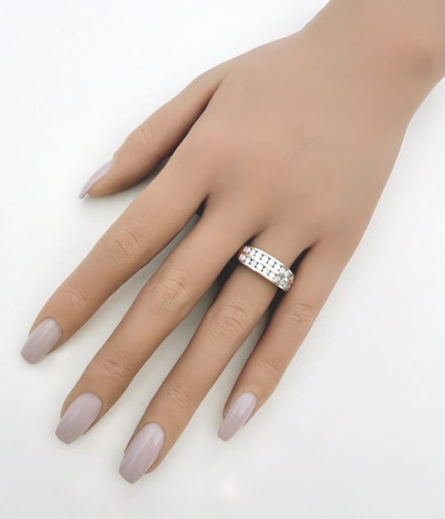 9ct. Yellow Gold Double Row Diamond Half Eternity Ring. NEW IN STOCK.