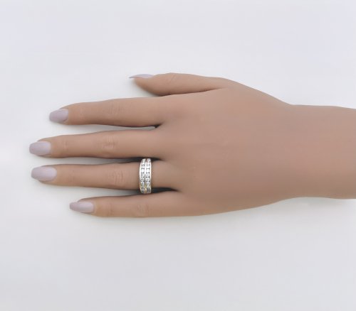 9ct. Yellow Gold Double Row Diamond Half Eternity Ring. NEW IN STOCK.
