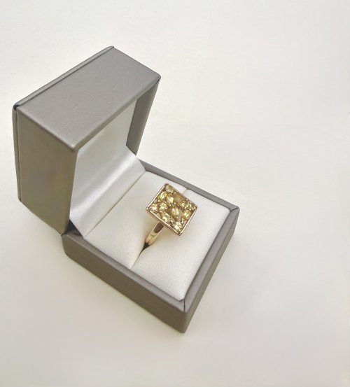 9ct. Yellow Gold Citrine Statement Ring - Marquise &amp; Round-Cut Design. NEW IN STOCK.