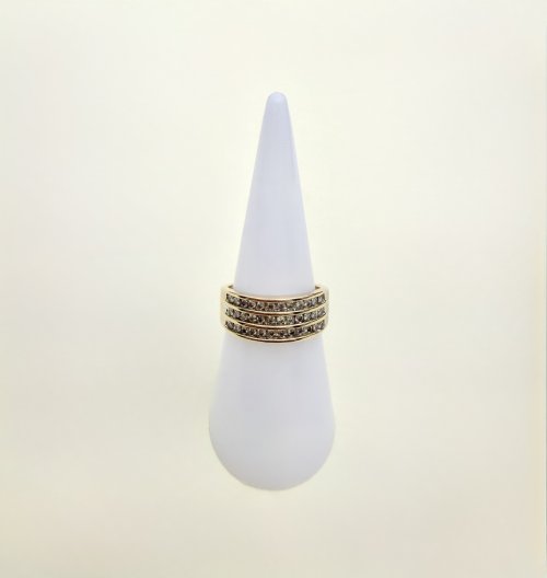 9ct. Yellow Gold Triple Row Diamond Half Eternity Ring. NEW IN STOCK.