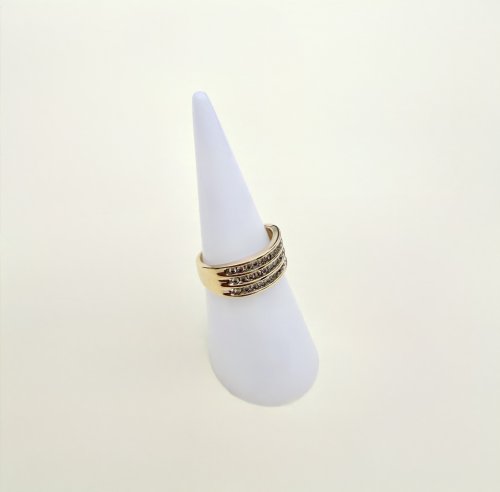 9ct. Yellow Gold Triple Row Diamond Half Eternity Ring. NEW IN STOCK.