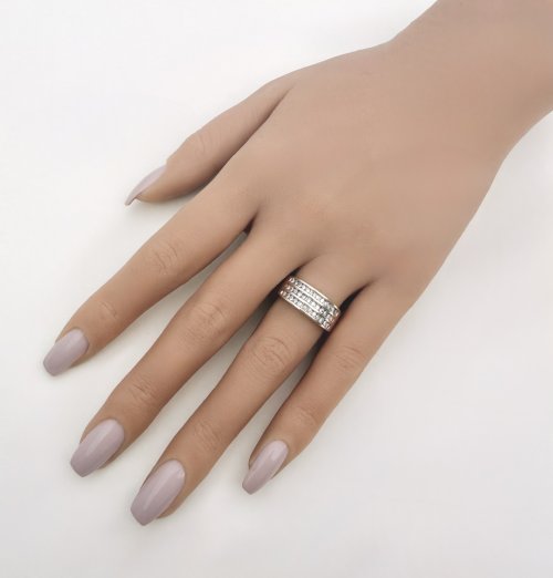 9ct. Yellow Gold Triple Row Diamond Half Eternity Ring. NEW IN STOCK.
