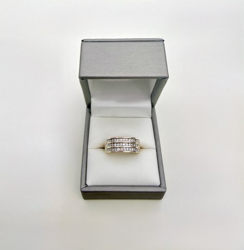 9ct. Yellow Gold Triple Row Diamond Half Eternity Ring. NEW IN STOCK.
