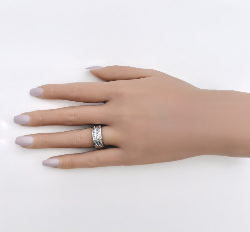 9ct. Yellow Gold Triple Row Diamond Half Eternity Ring. NEW IN STOCK.
