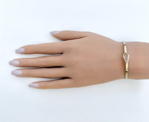 Designer Sterling Silver Gilt Bangle - Yellow &amp; Sapphire-Blue Gemstone Design. NEW IN STOCK.