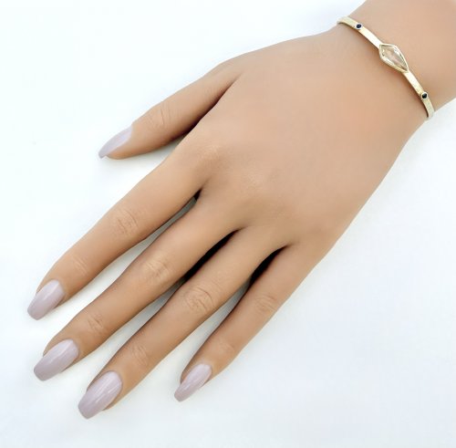 Designer Sterling Silver Gilt Bangle - Yellow &amp; Sapphire-Blue Gemstone Design. NEW IN STOCK.