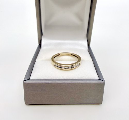 9ct. Yellow Gold Diamond Half Eternity Ring - 11 Diamonds. NEW IN STOCK.