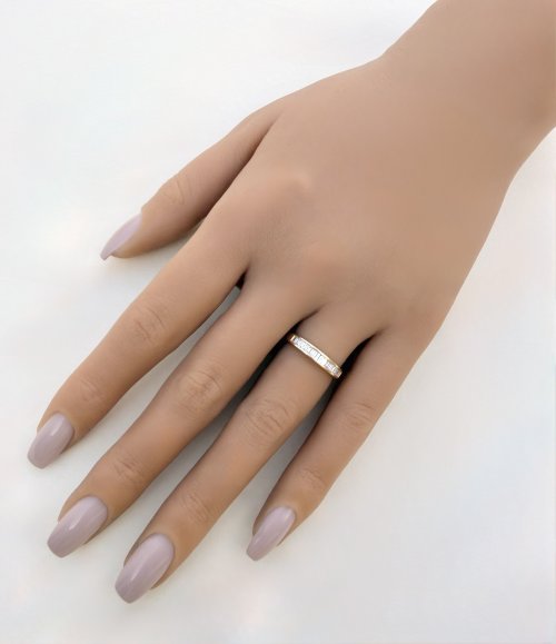 18ct. Yellow Gold Baguette Diamond Half Eternity Ring. NEW IN STOCK.