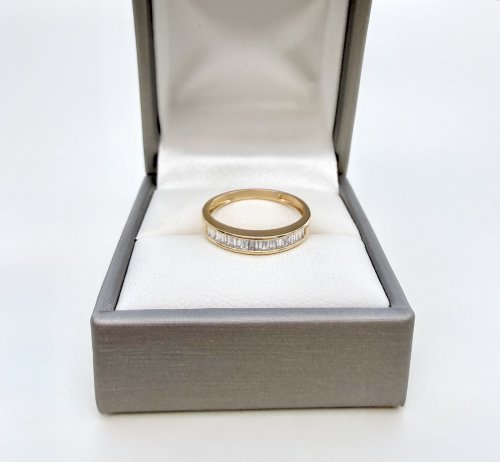 18ct. Yellow Gold Baguette Diamond Half Eternity Ring. NEW IN STOCK.
