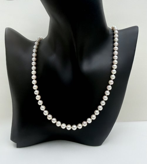 Classic 6mm. Cultured Pearl Single-Row Necklace with 9ct. Yellow Gold Clasp.  NEW IN STOCK.