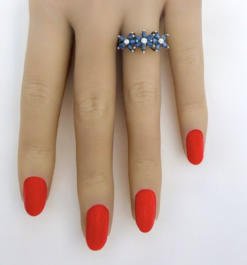 9ct. Yellow Gold Sapphire Starburst Floral Ring. NEW IN STOCK.