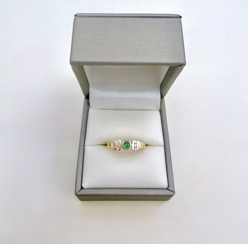 9ct. Yellow Gold Emerald &amp; Diamond Ring. NEW IN STOCK.