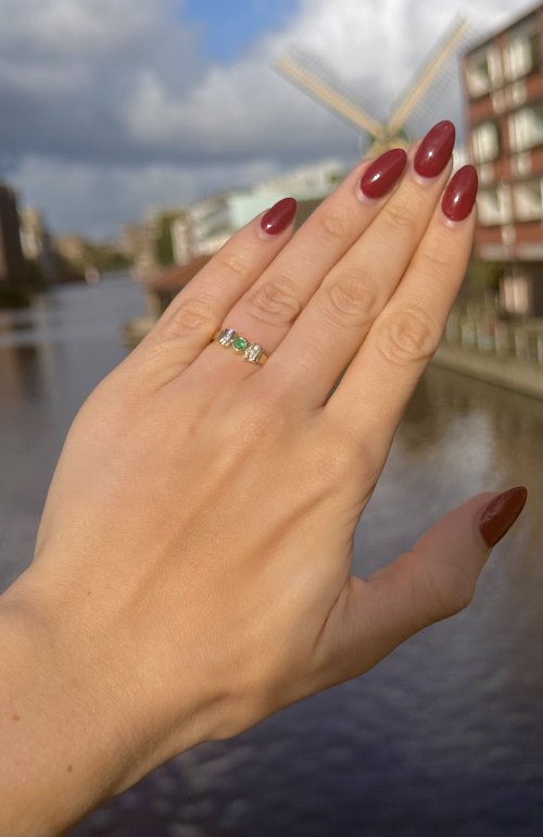 9ct. Yellow Gold Emerald &amp; Diamond Ring. NEW IN STOCK.
