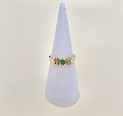 9ct. Yellow Gold Emerald &amp; Diamond Ring. NEW IN STOCK.