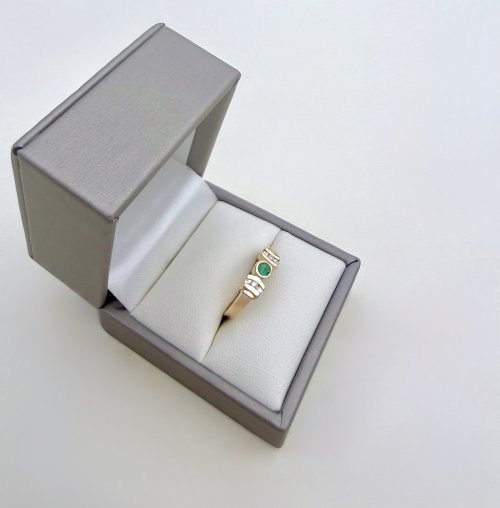 9ct. Yellow Gold Emerald &amp; Diamond Ring. NEW IN STOCK.