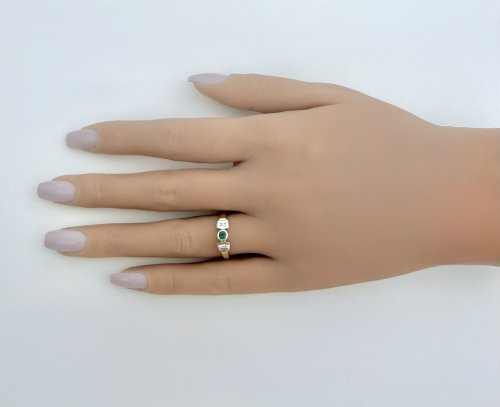9ct. Yellow Gold Emerald &amp; Diamond Ring. NEW IN STOCK.