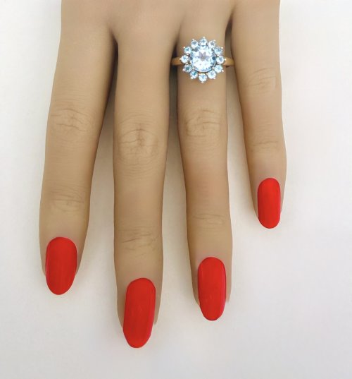 9ct. Gold Sky Blue Topaz Tiered Cluster Ring. NEW IN STOCK.