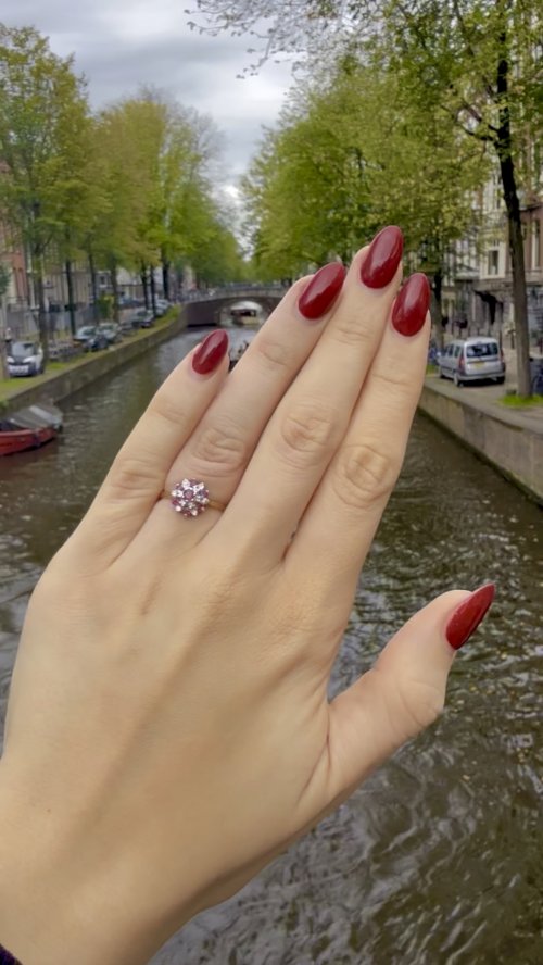 Vintage 9ct. Yellow Gold Ruby &amp; Diamond Cluster Ring - 7 Rubies &amp; 12 Diamonds. ARRIVING INTO STOCK 24 - 27 NOV. 26