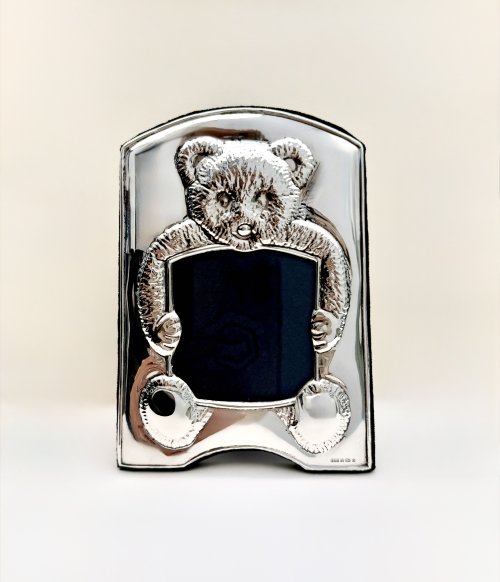 Sterling Silver Teddy Bear Photo Frame - Christening &amp; Naming Ceremony Gift. NEW IN STOCK.