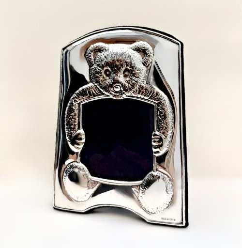 Sterling Silver Teddy Bear Photo Frame - Christening &amp; Naming Ceremony Gift. NEW IN STOCK.