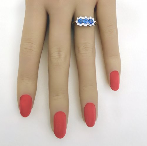 Vintage 9ct. Gold Blue Sapphire &amp; Diamond Ring. NEW IN STOCK.