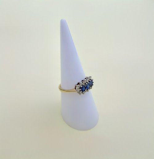Vintage 9ct. Gold Blue Sapphire &amp; Diamond Ring. NEW IN STOCK.