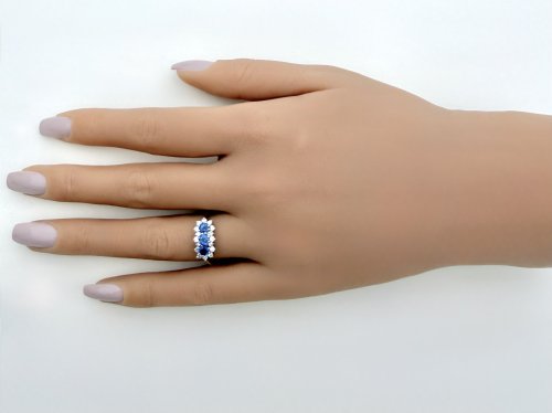 Vintage 9ct. Gold Blue Sapphire &amp; Diamond Ring. NEW IN STOCK.