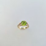 9ct. Solid Gold Peridot and Diamond Ring.