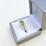 9ct. Solid Gold Peridot and Diamond Ring.