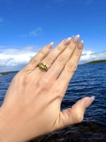 9ct. Solid Gold Peridot and Diamond Ring.