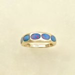 9ct. Gold 5-stone Opal Ring / &#039;Rubover&#039; Setting.