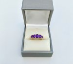 9ct. Gold 5-stone Amethyst Ring.