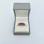 9ct. Gold 5-stone Amethyst Ring.