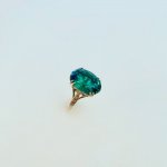 9ct. Solid Gold Ring with Vibrant Green Stone.