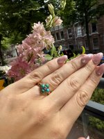 Antique Victorian 15ct. Gold Locket Back Turquoise Ring.