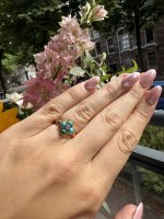 Antique Victorian 15ct. Gold Locket Back Turquoise Ring.
