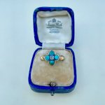 Antique Victorian 15ct. Gold Locket Back Turquoise Ring.