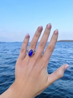 9ct. Solid Gold Oval Chalcedony Ring.