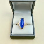 9ct. Solid Gold Oval Chalcedony Ring.