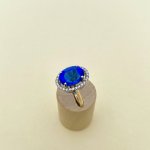 9ct. Oval Blue Gemstone &amp; Diamond Ring.