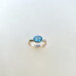 Hallmarked 9ct. Gold Blue Topaz Ring / Squared Shoulders