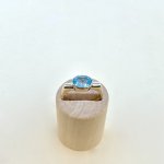 Hallmarked 9ct. Gold Blue Topaz Ring / Squared Shoulders