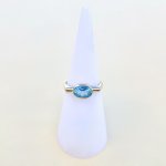 Hallmarked 9ct. Gold Blue Topaz Ring / Squared Shoulders