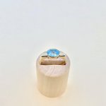 Hallmarked 9ct. Gold Blue Topaz Ring / Squared Shoulders