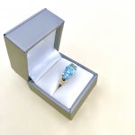 9ct. Gold 3-stone Topaz &amp; Diamond Ring.