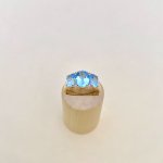 9ct. Gold 3-stone Topaz &amp; Diamond Ring.